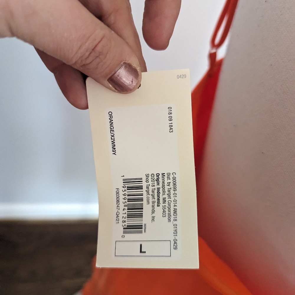NEW Women's A NEW Day Orange Silky Spaghetti Strap Dress Large - Picture 4 of 5